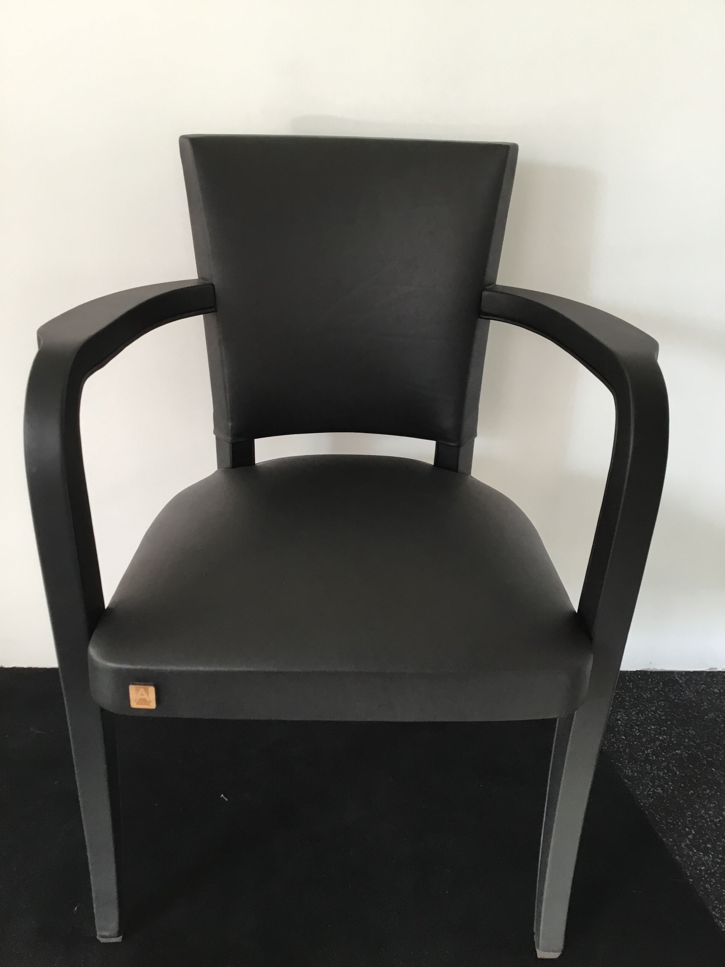 Leather-wrapped black bridge chair