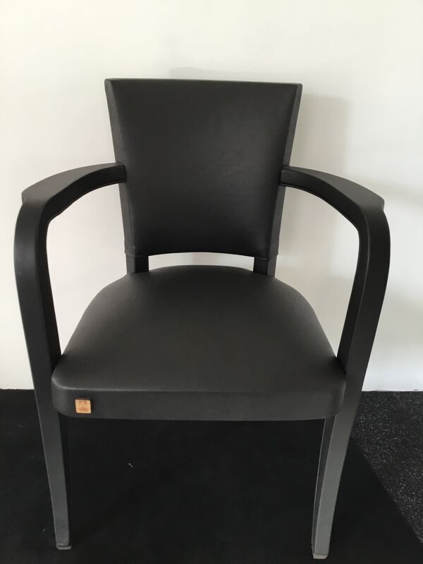 fauteuil Bridge Noir cuir Gainé