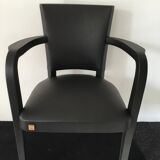Leather-wrapped black bridge chair