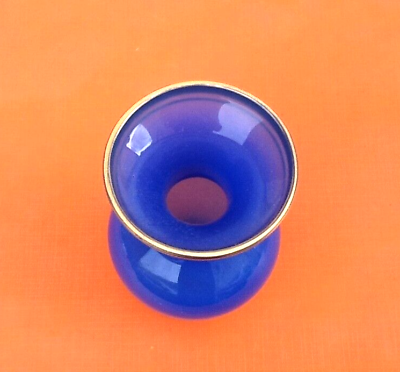 1960s baluster vase blue opaline collar with gilding foot douch