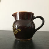 Handmade brown 70's ceramic jug pot