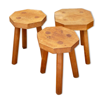 Trio of brutalist stools