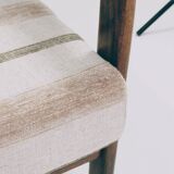 Fauteuil vintage avec coussins en tissu naturel rayé