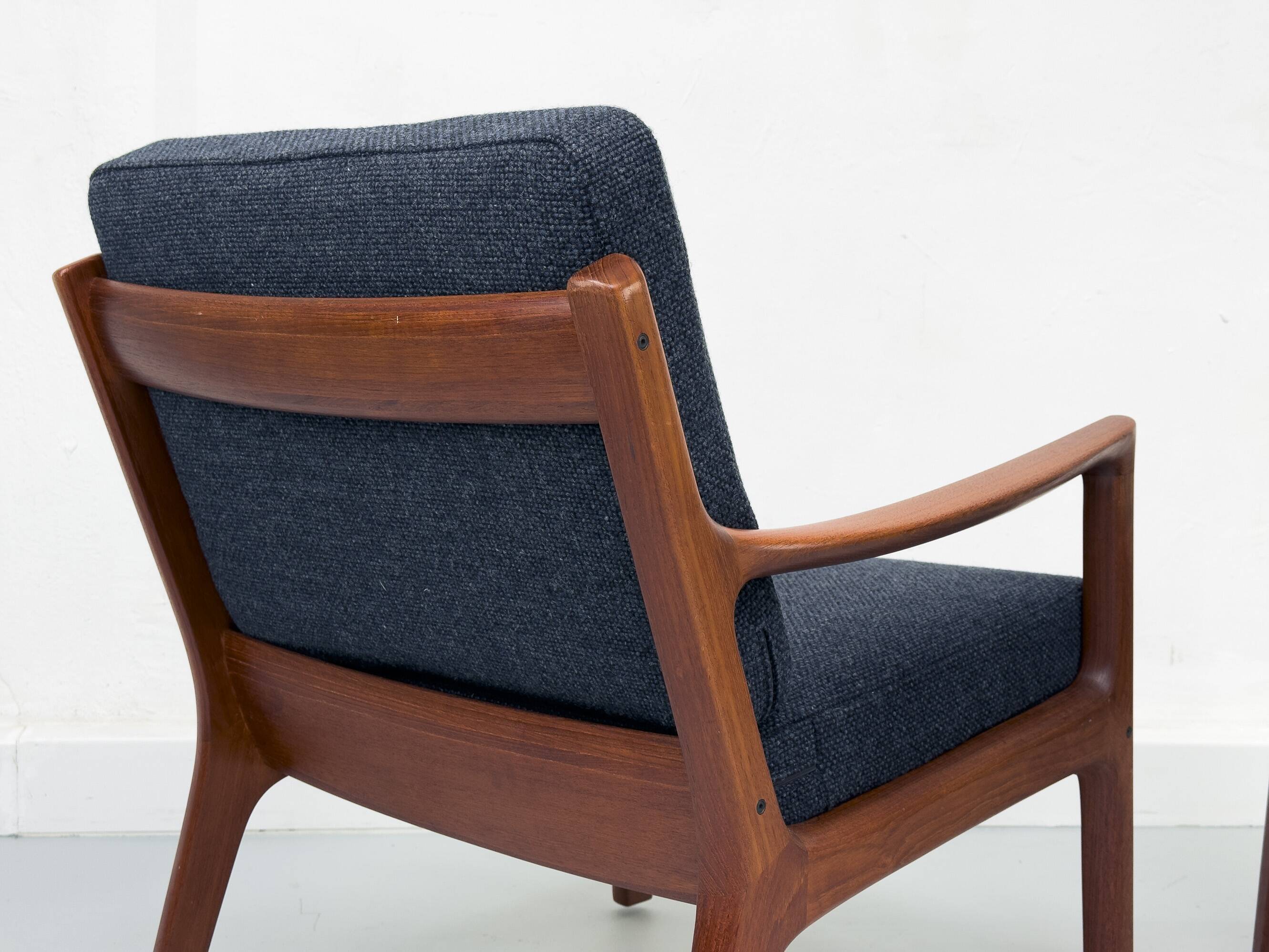 Fauteuils Senator en Teck et Laine par Ole Wanscher pour France & Søn, 1960s