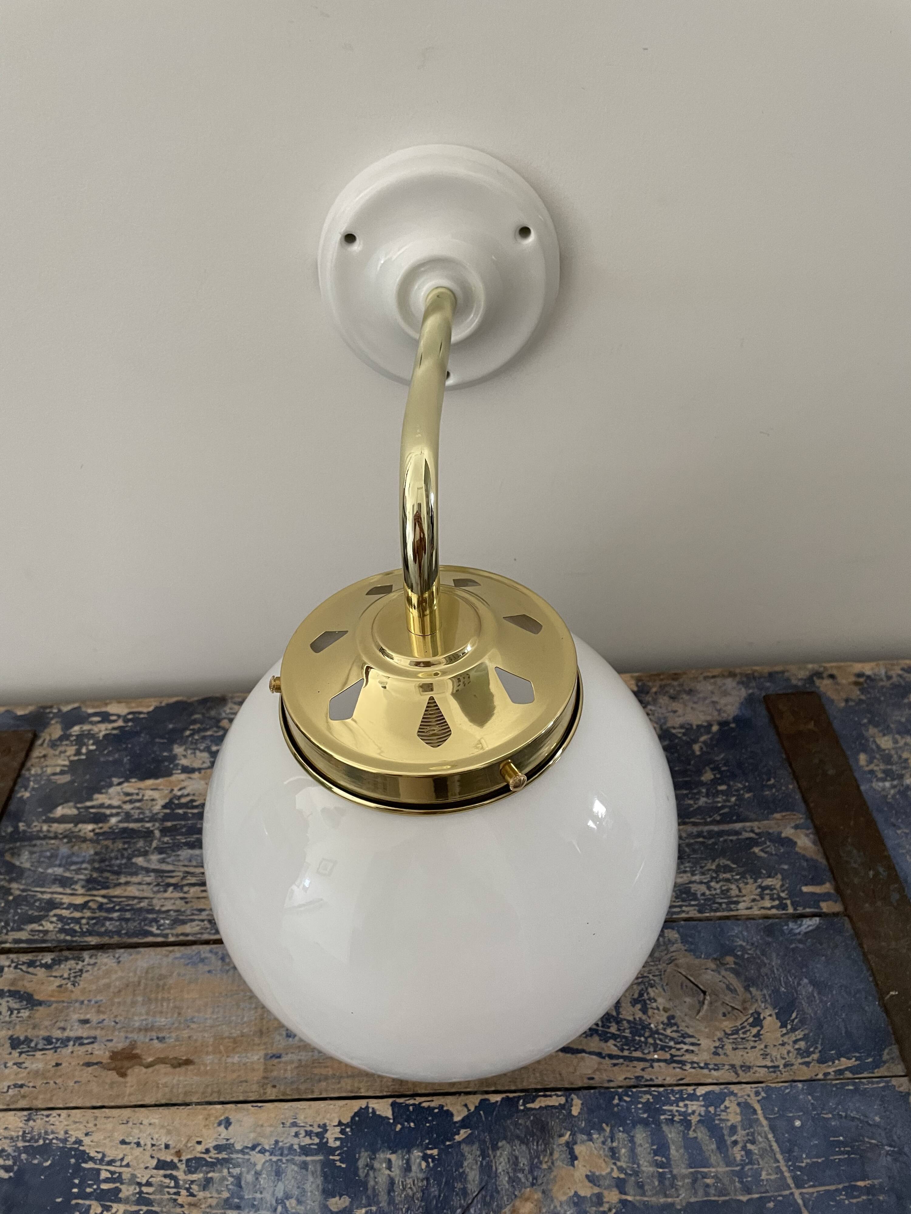 Vintage white opaline wall lamp