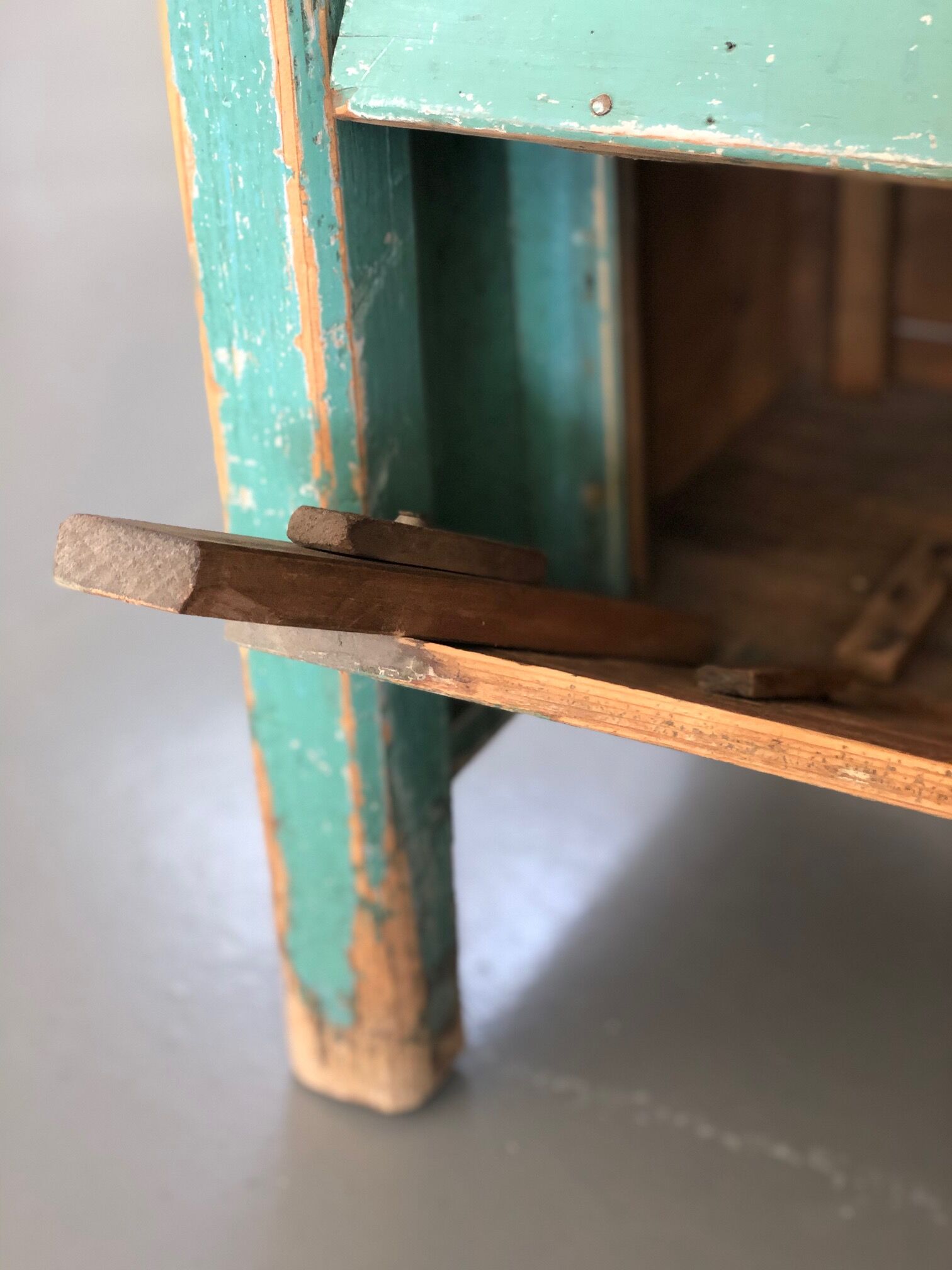 Furniture by trade / console in patinated green wood