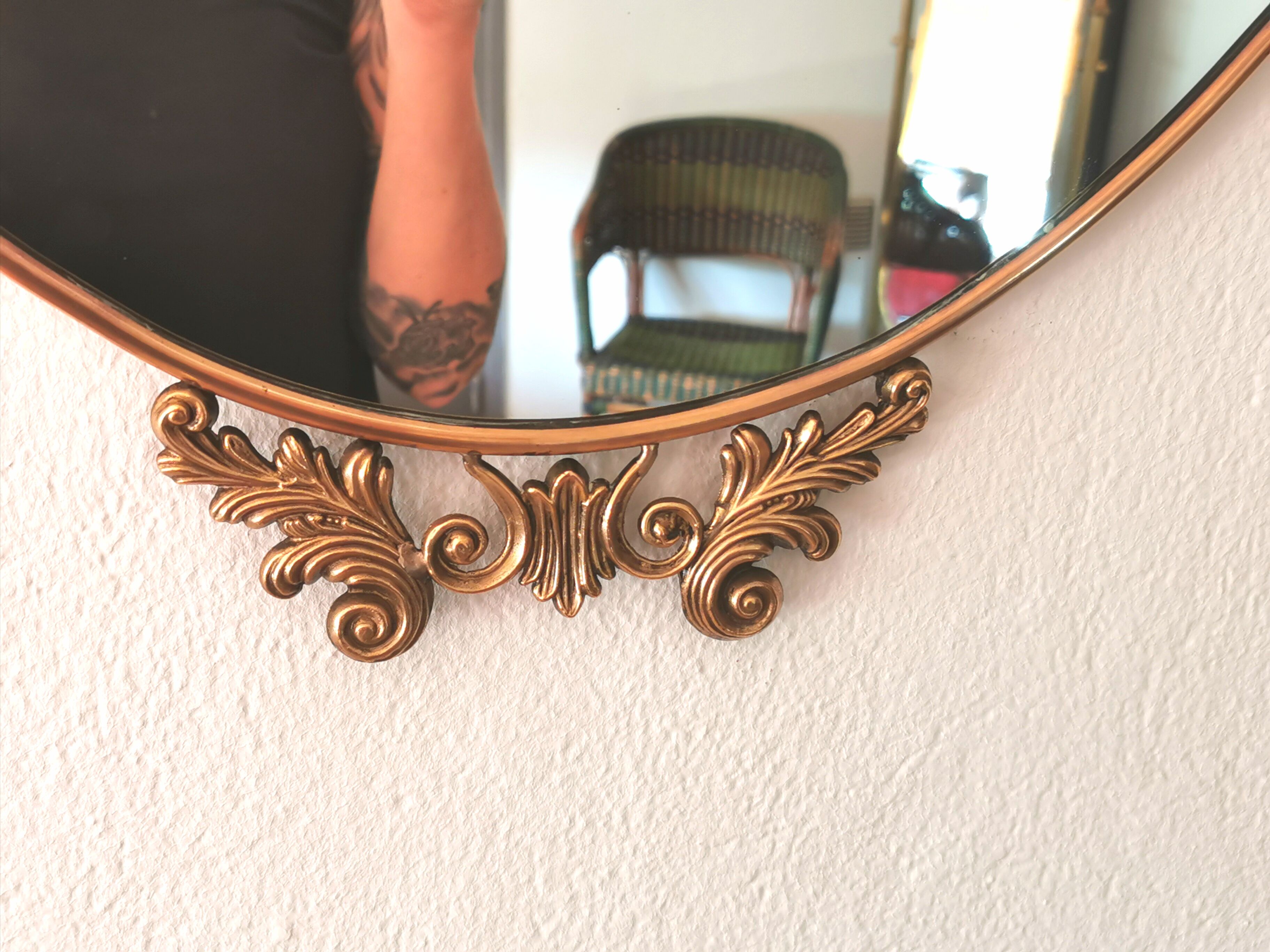 Baroque brass oval mirror, Venetian style  51x74cm