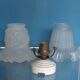Pair of Art Nouveau 1900 frosted glass ceiling lights and their base