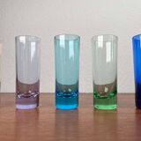Coloured German shot glasses from the mid-century, 1960s, set of 6.