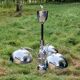Italian design chandelier in chrome metal 3 lights Rolly 1973