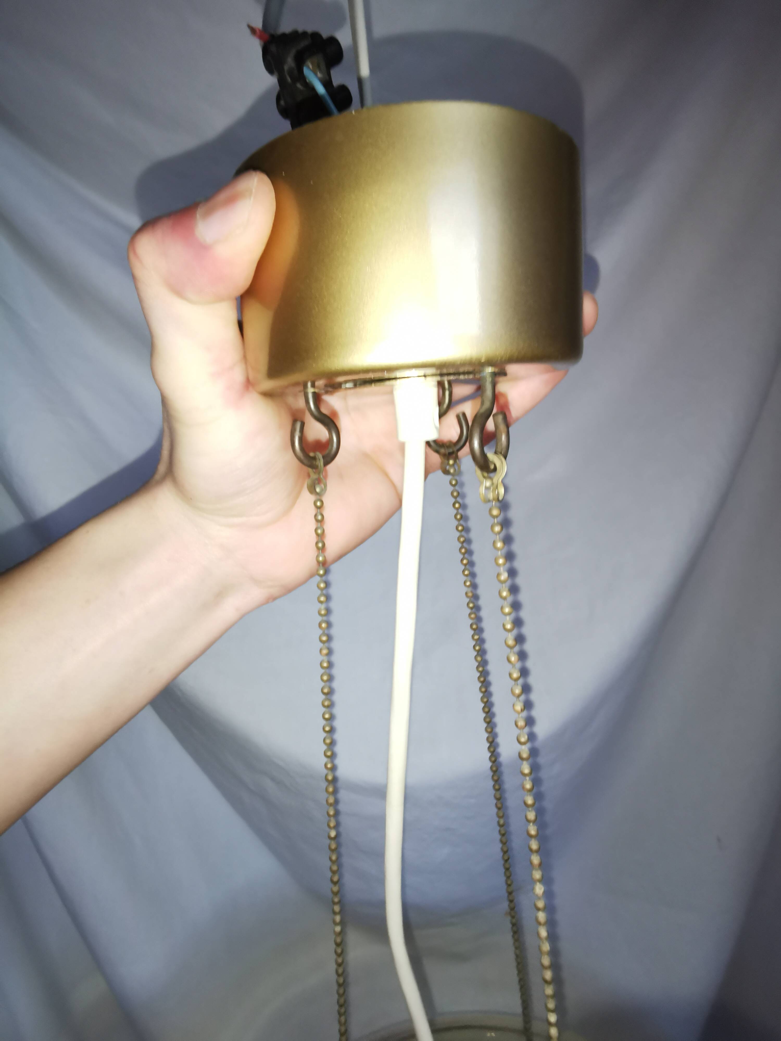 Large chandelier in brass and smoked glass, six branches, space age, baroque, Italy, 1970.