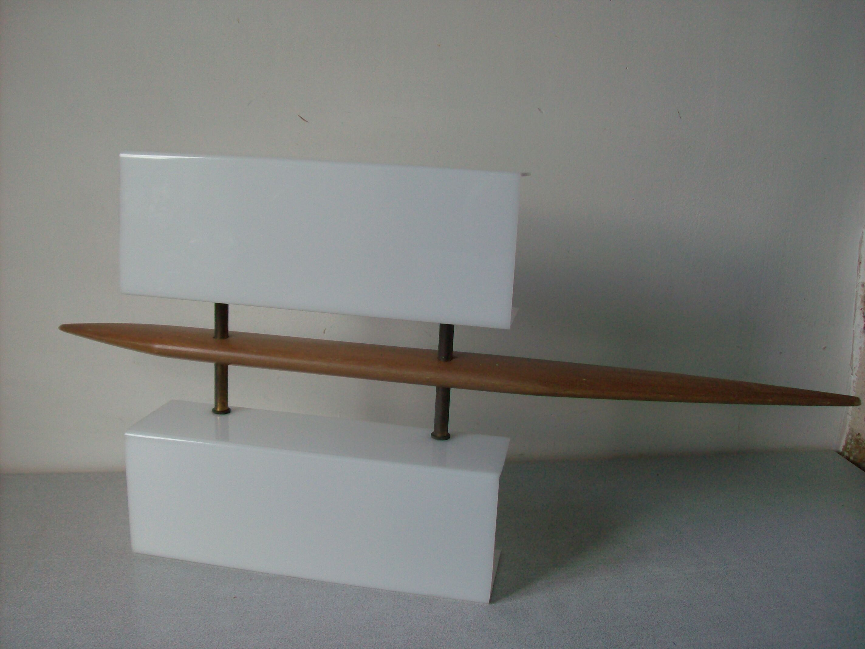 Old Scandinavian double wall lamp wood lampshade plexi white 1960s/70s