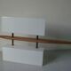 Old Scandinavian double wall lamp wood lampshade plexi white 1960s/70s