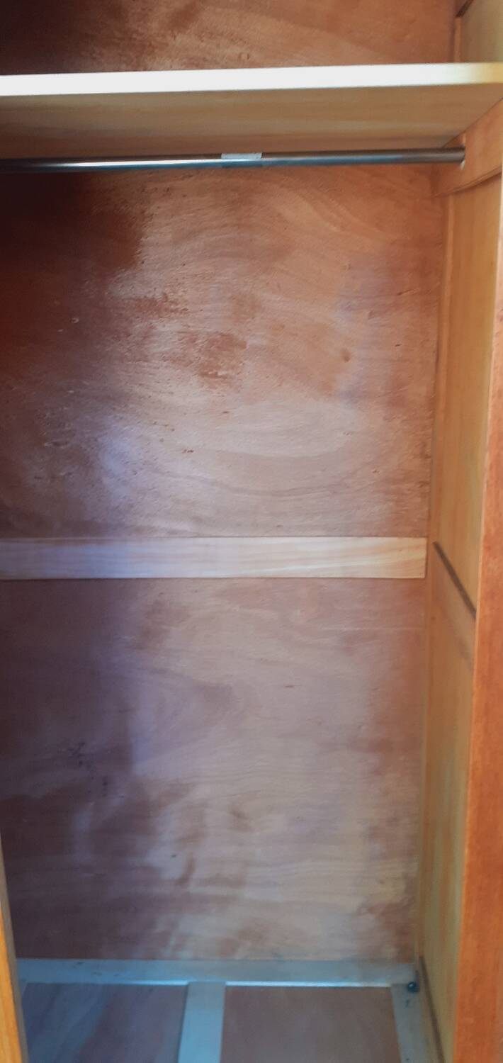 Vintage 1950s oak wardrobe with compass legs