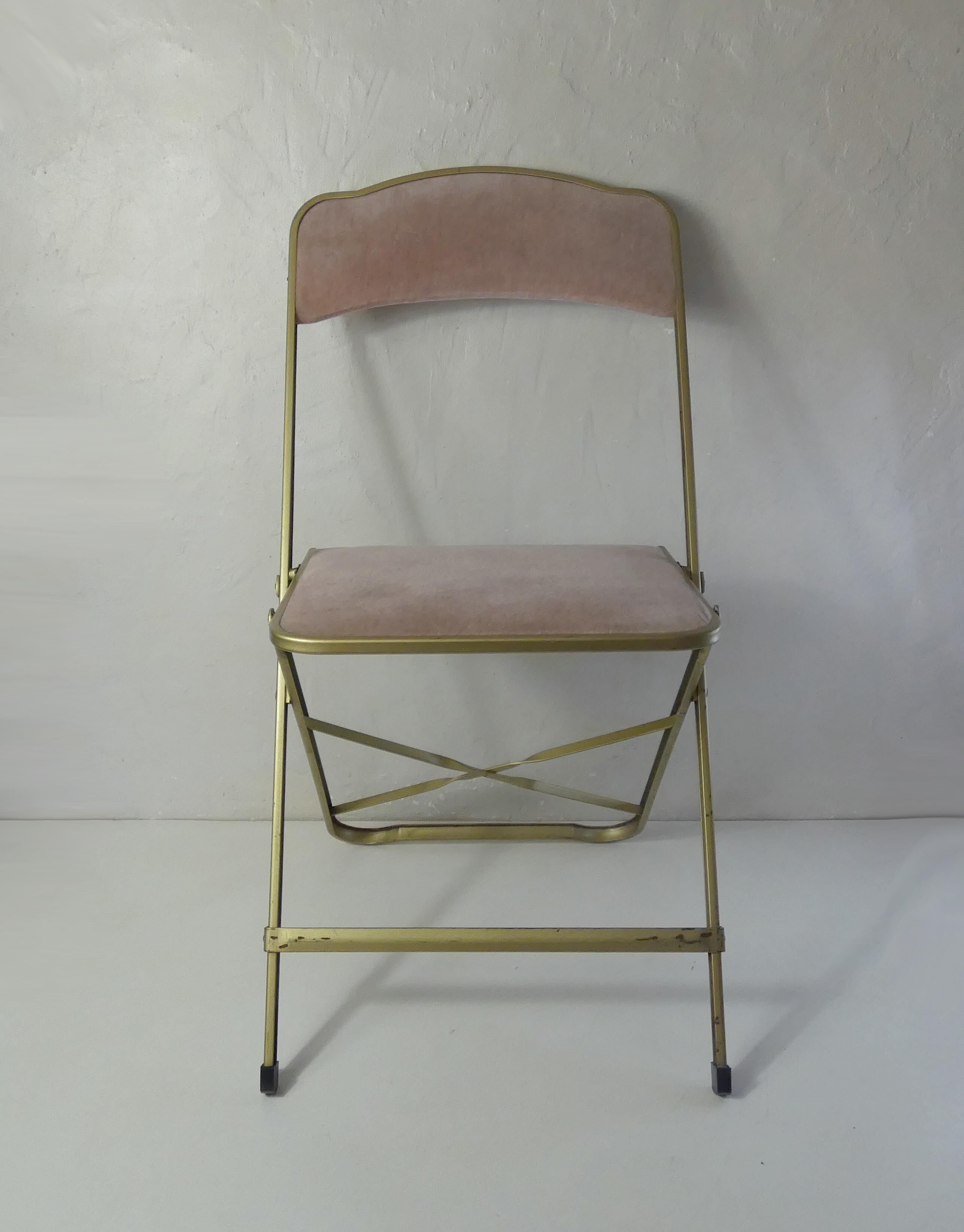 Folding chair chaisor powder pink velvet