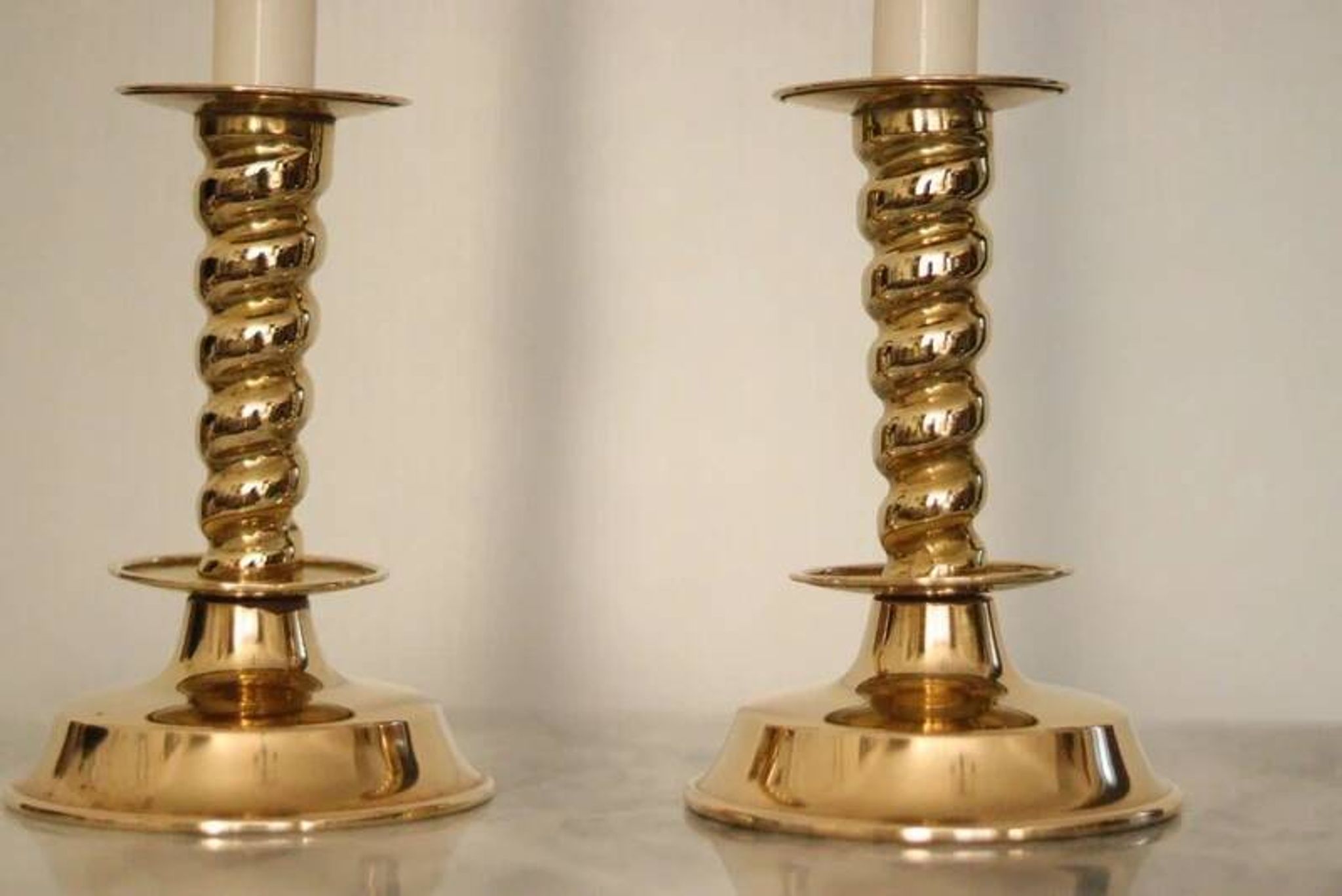 Pair of Swedish mid-century candlestick holders