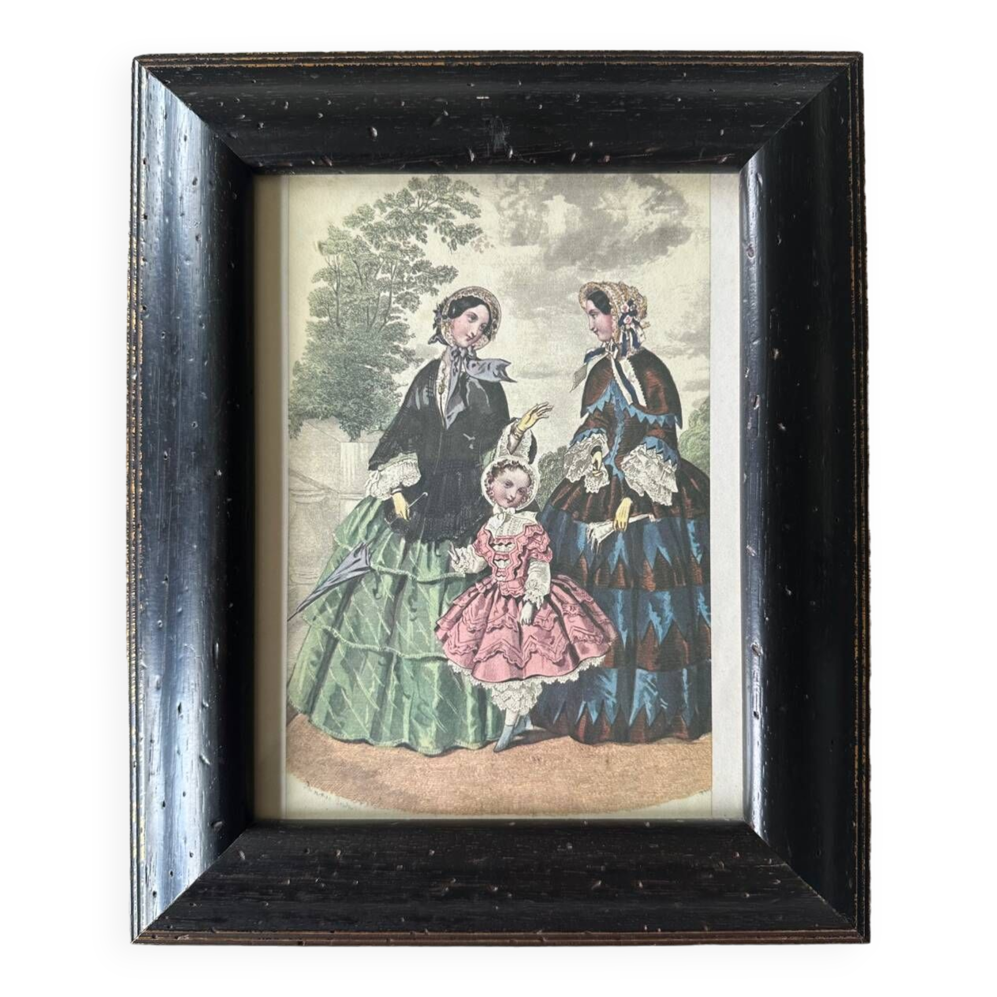 Old illustration in old black and gold frame