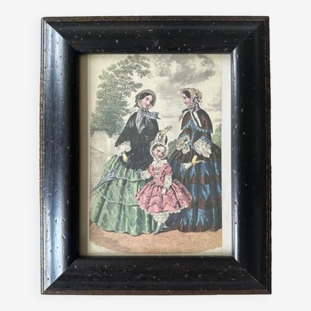 Old illustration in old black and gold frame