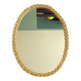 Oval vintage rattan mirror