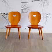 Set of 2 low pine chairs by Carl Malmsten for Svensk Fur 1950