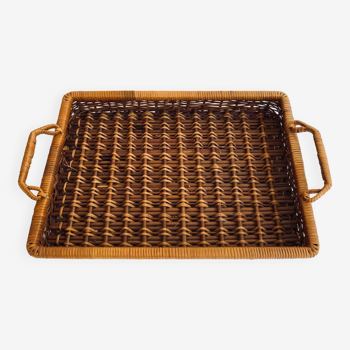Basketwork tray with handles