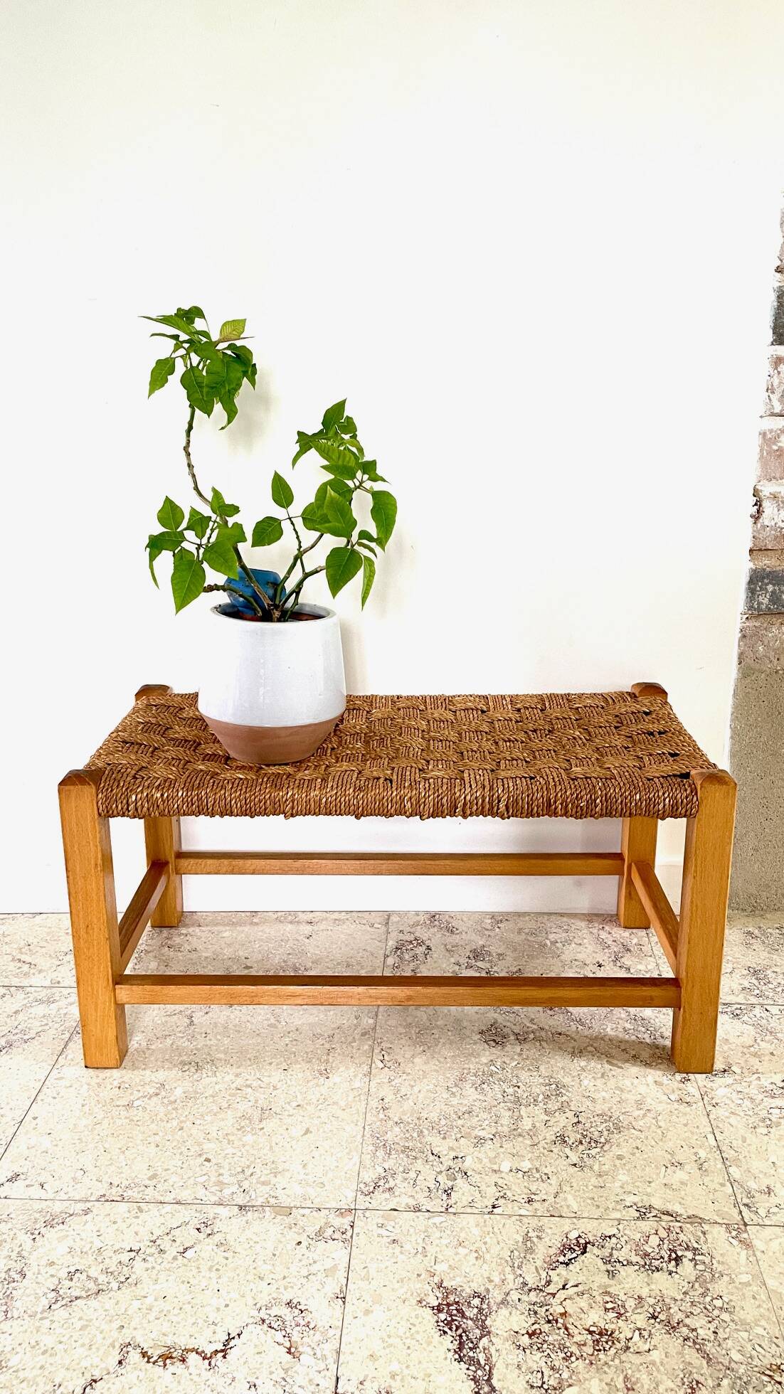 Stool bench wood and rope vintage bohemian spirit