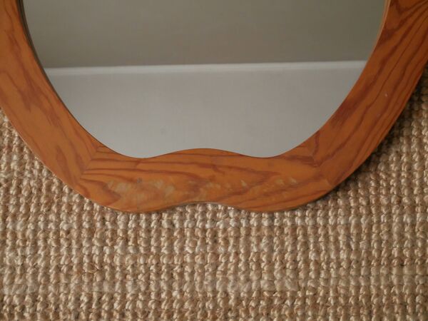 Grand miroir pomme XL vintage rétro en bois fabrication artisanale objet fait main pour enfant
