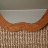 Large XL vintage retro wooden apple mirror, handcrafted, handmade object for children