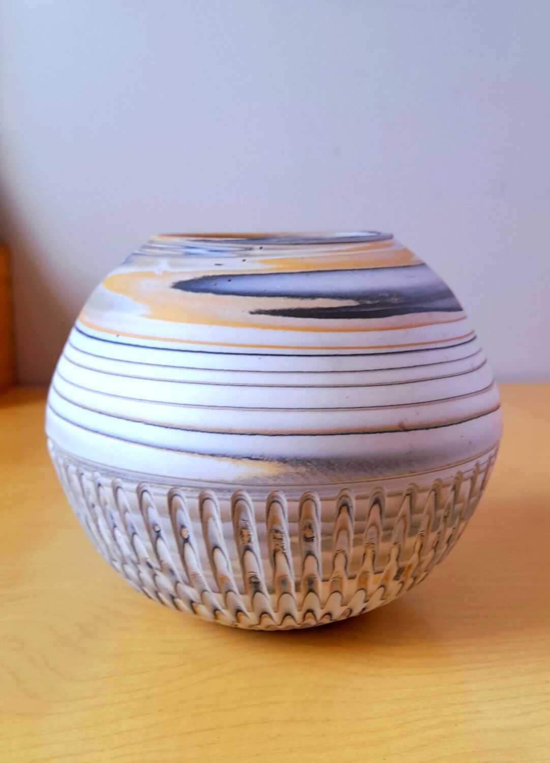 Mixed earth ceramic vase signed