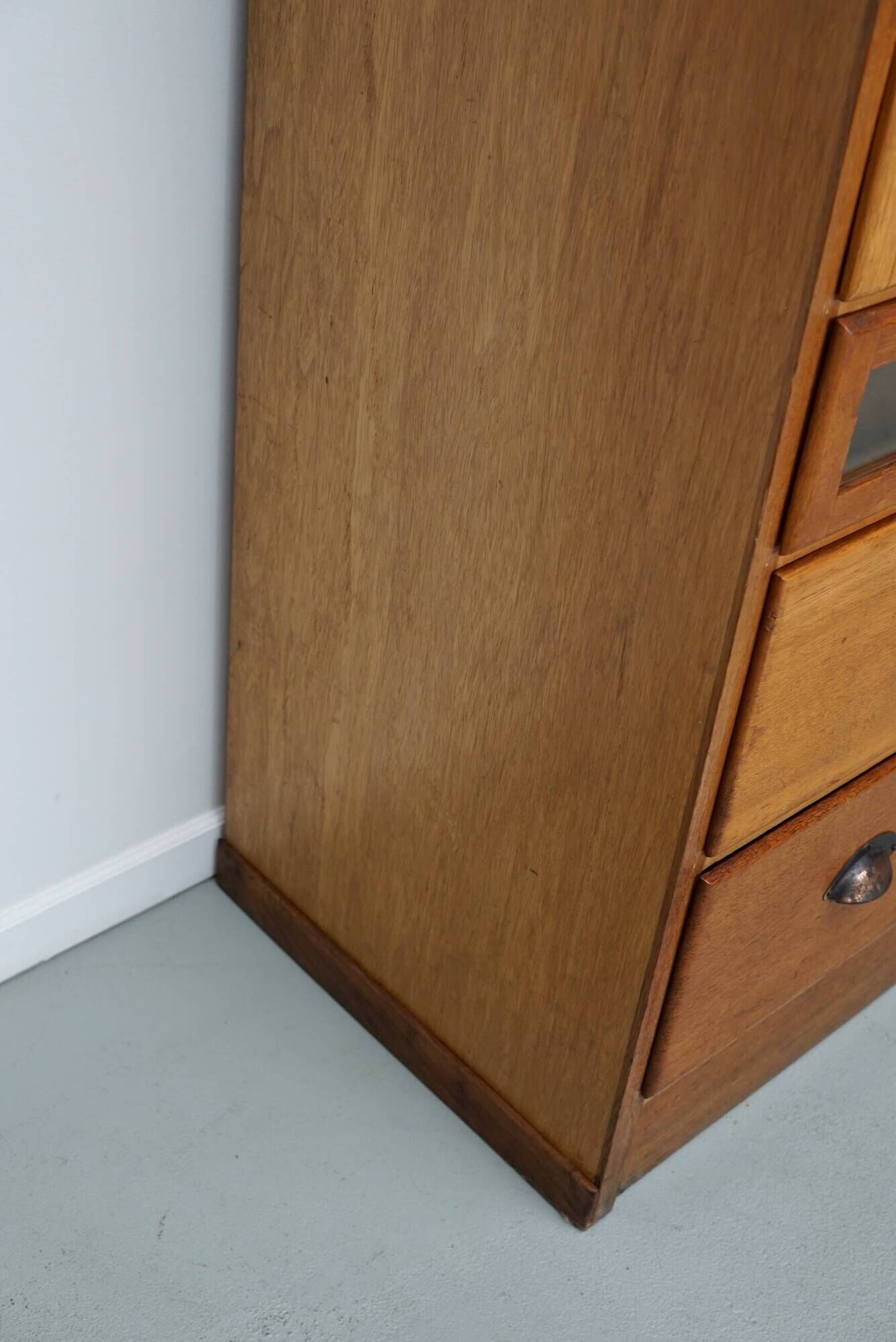 English Haberdashery Shop Cabinet with Glass Fronted Drawers, Circa 1930s