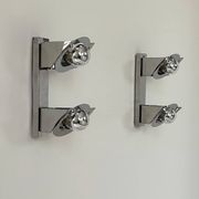 Pair of vintage wall lights, chrome metal, France, 1970.
