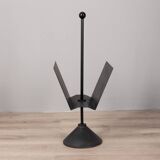 Porte-revues vintage années 80 en métal noir, design porada arredi