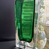 Rectangular vase in green sommerso glass