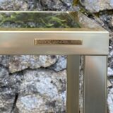 Vintage 1980s square gold metal end table/shelving by pierre vandel, 2 pieces