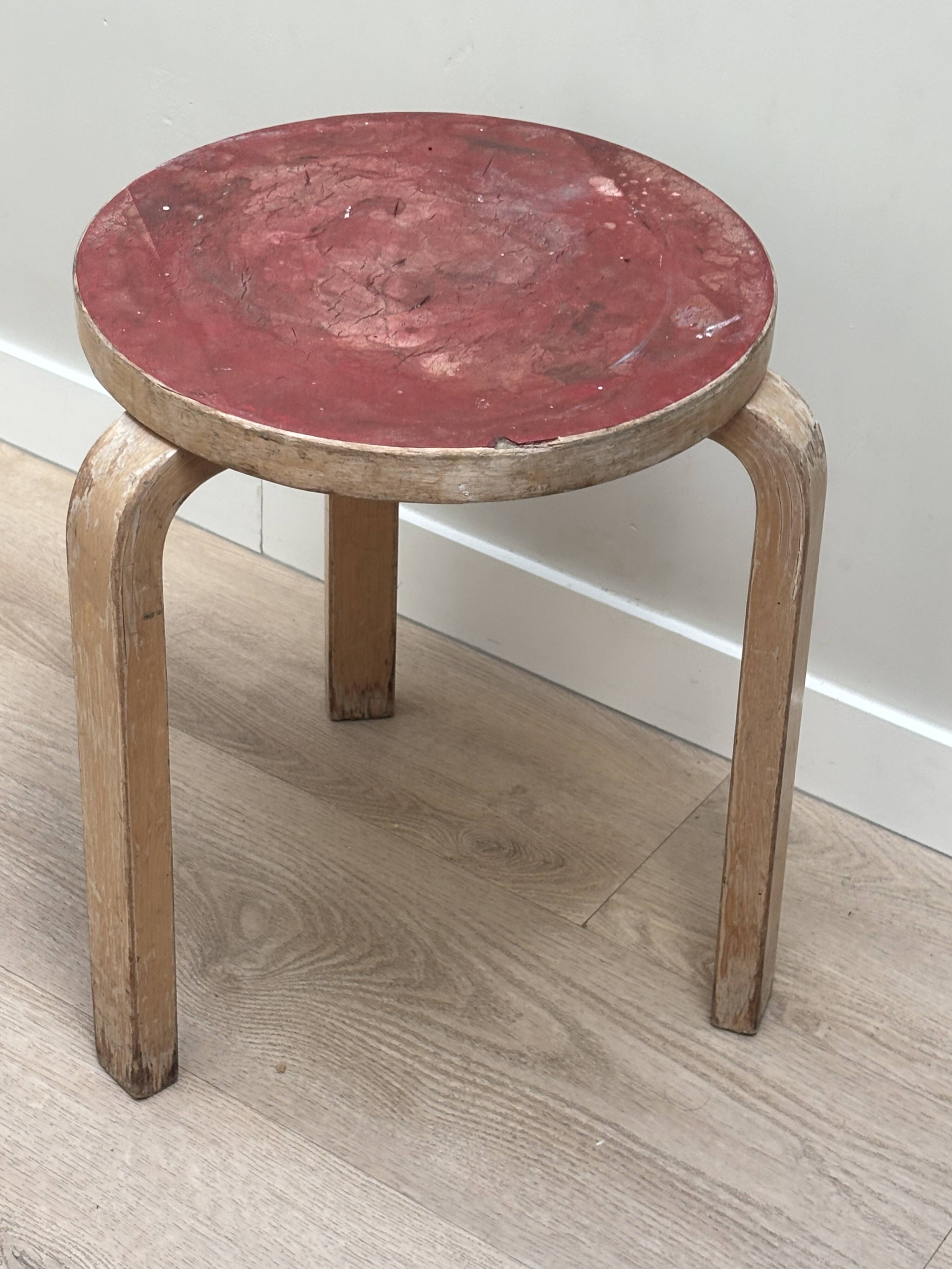 Alvar Aalto Artek Stool 60 Finland 1950s Vintage Birch Original Patina