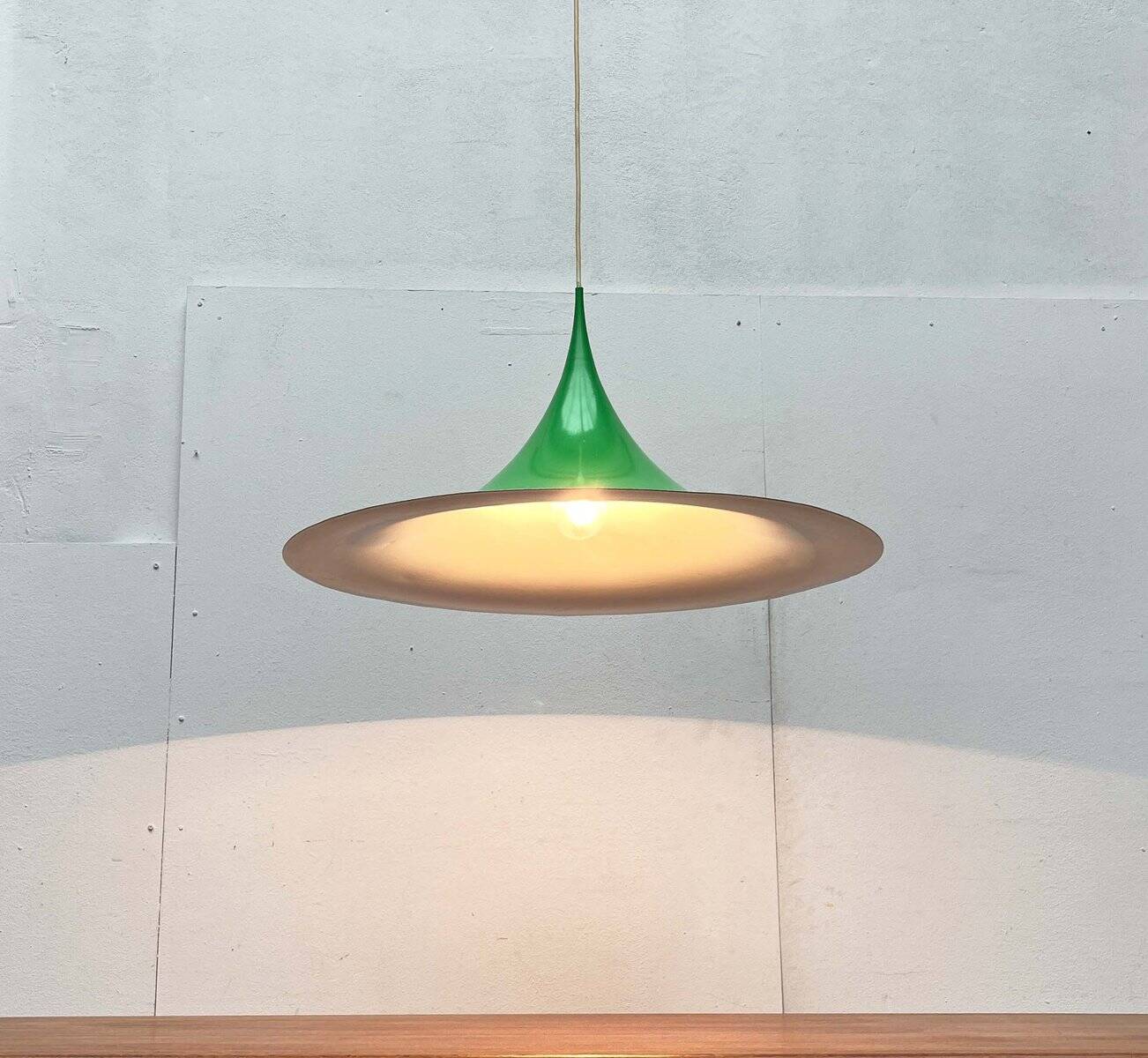 Semi-model tulip pendant lamp green space Danish mid-century by Claus Bondrup and Torsten Thorup for Fog & Mørup, 1960s, set of 2