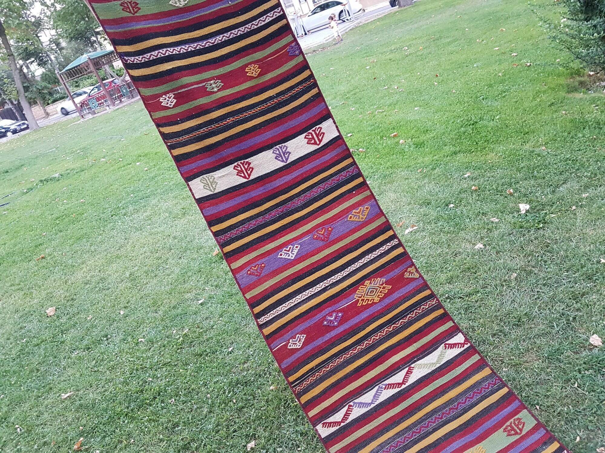 Vintage Turkish hallway rug 63x637 cm