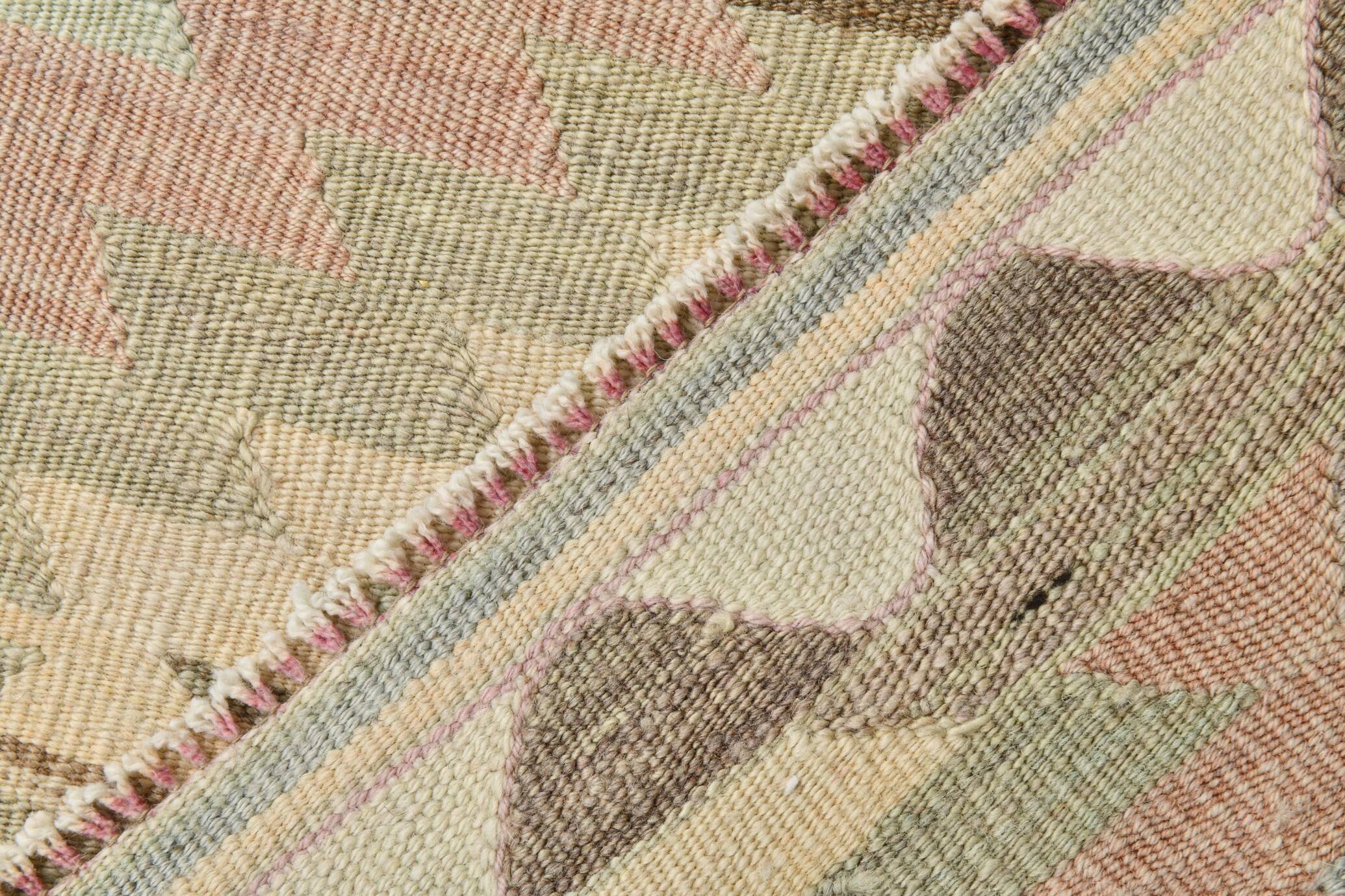 3x10 Pink & Cream Vintage Kilim Runner Rug, 81x306Cm