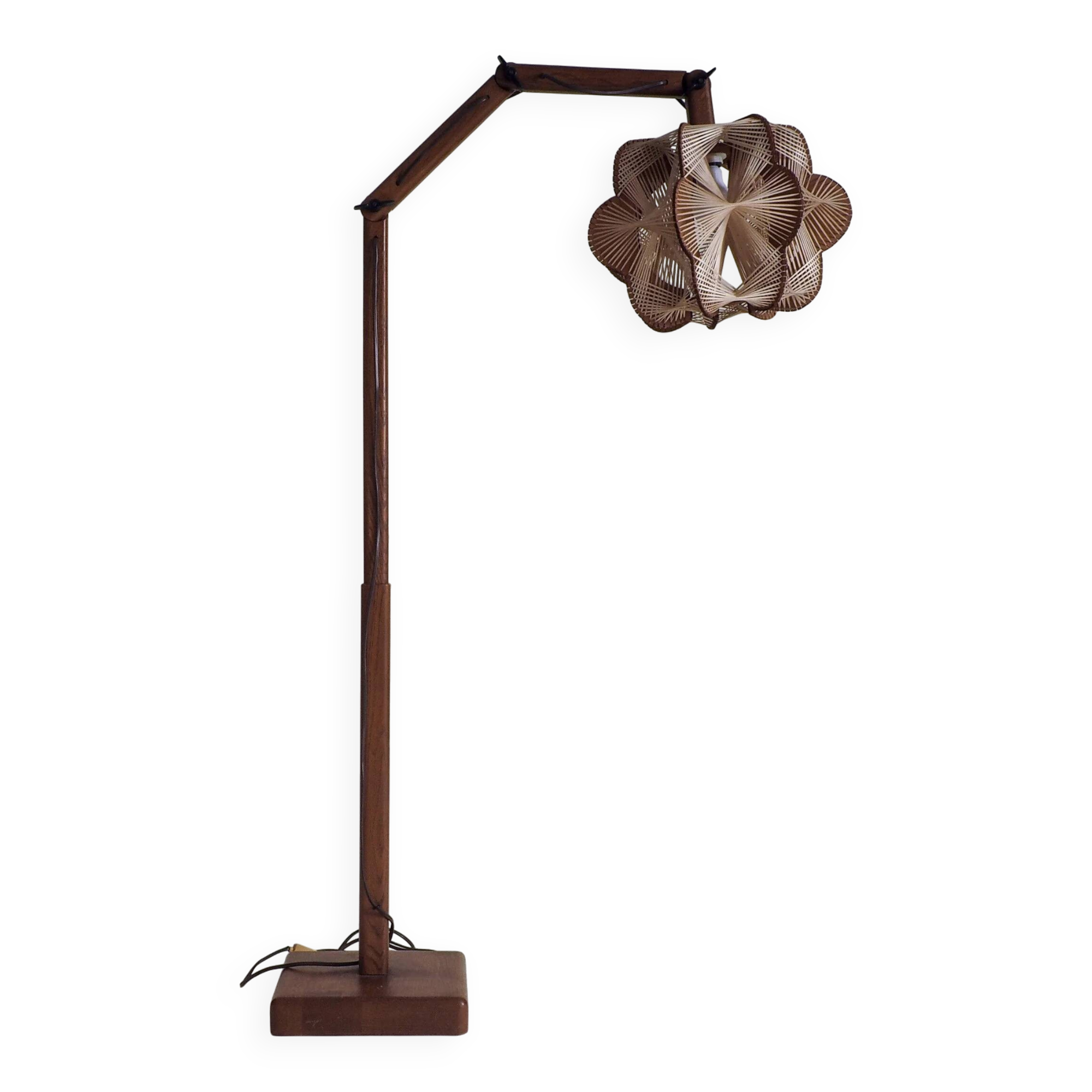 Vintage Danish floor lamp with woven shade