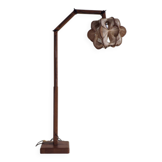 Vintage Danish floor lamp with woven shade