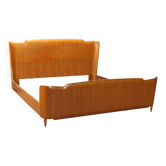 Double bed vintage in walnut veneer, design, Italy, 1950s