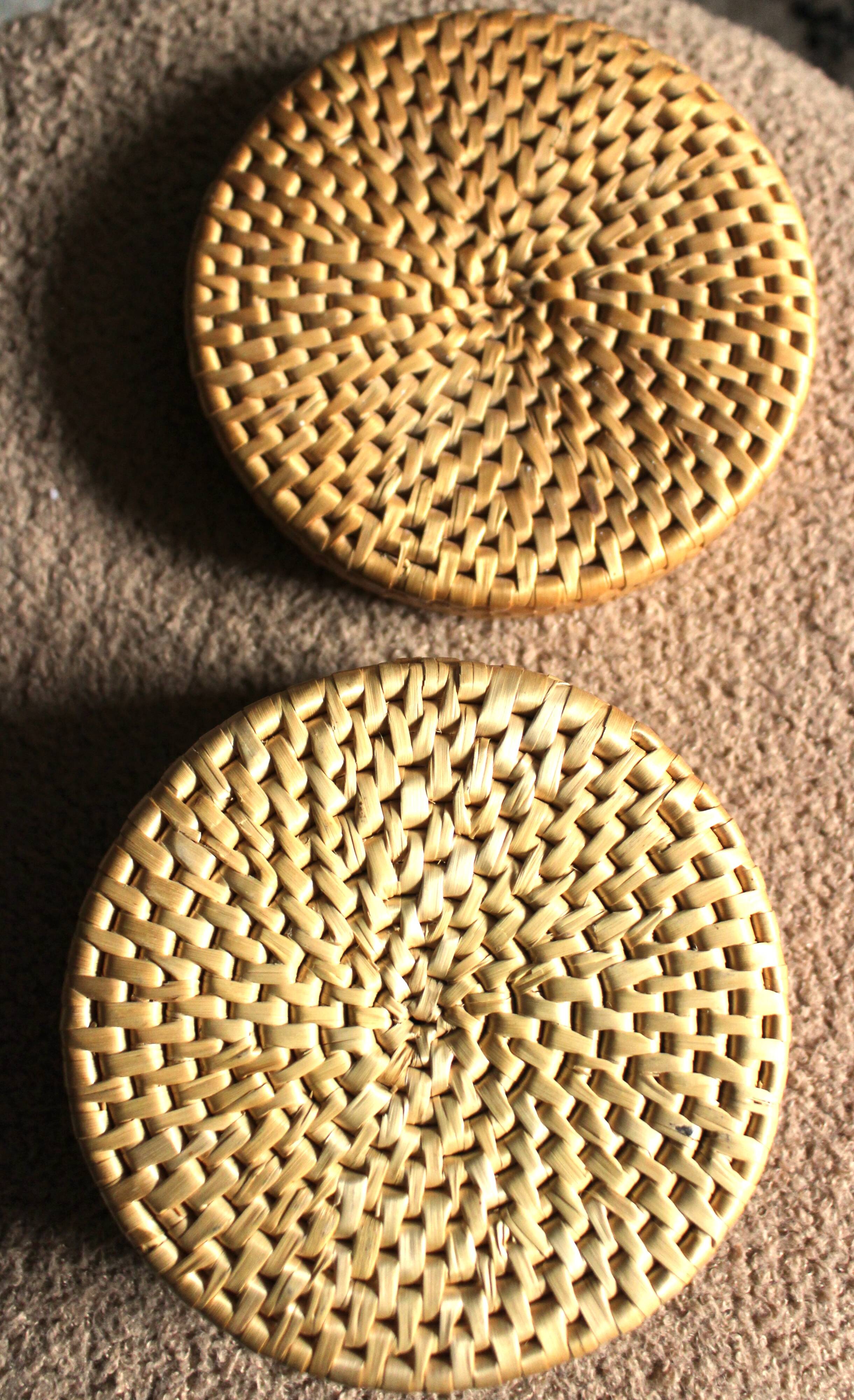 Vintage round wicker basket