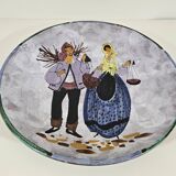 Large enamelled ceramic dish le brescon in vallauris 1970