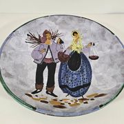 Large enamelled ceramic dish le brescon in vallauris 1970