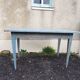 Antique table with spindle legs, patinated in celadon blue – solid wood – 19