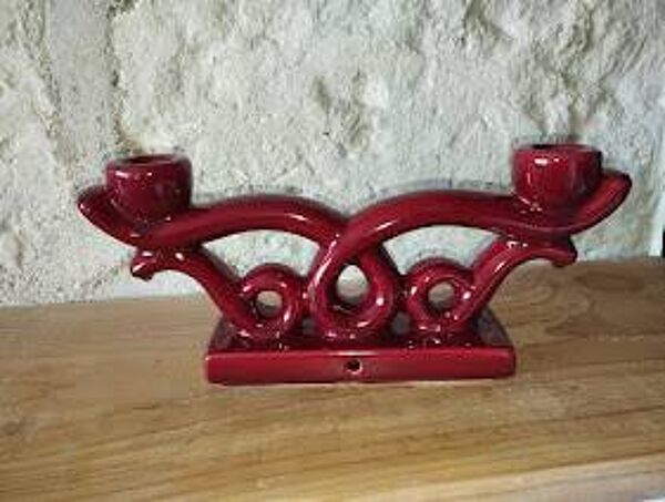 Bougeoir en céramique barbotine