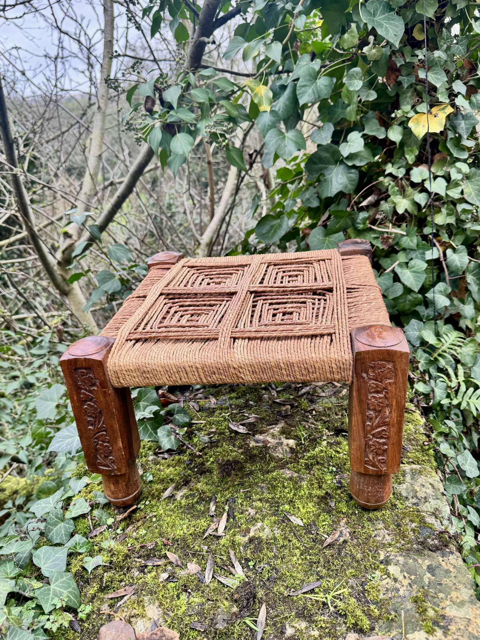 Large Indian rope stool from the early 20th century.