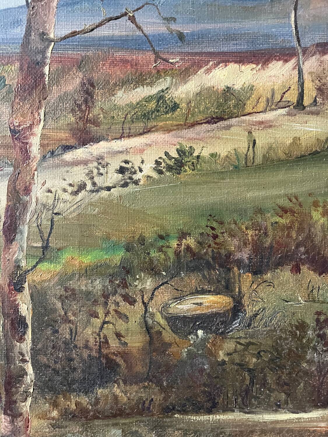 Spring landscape with tree, signed