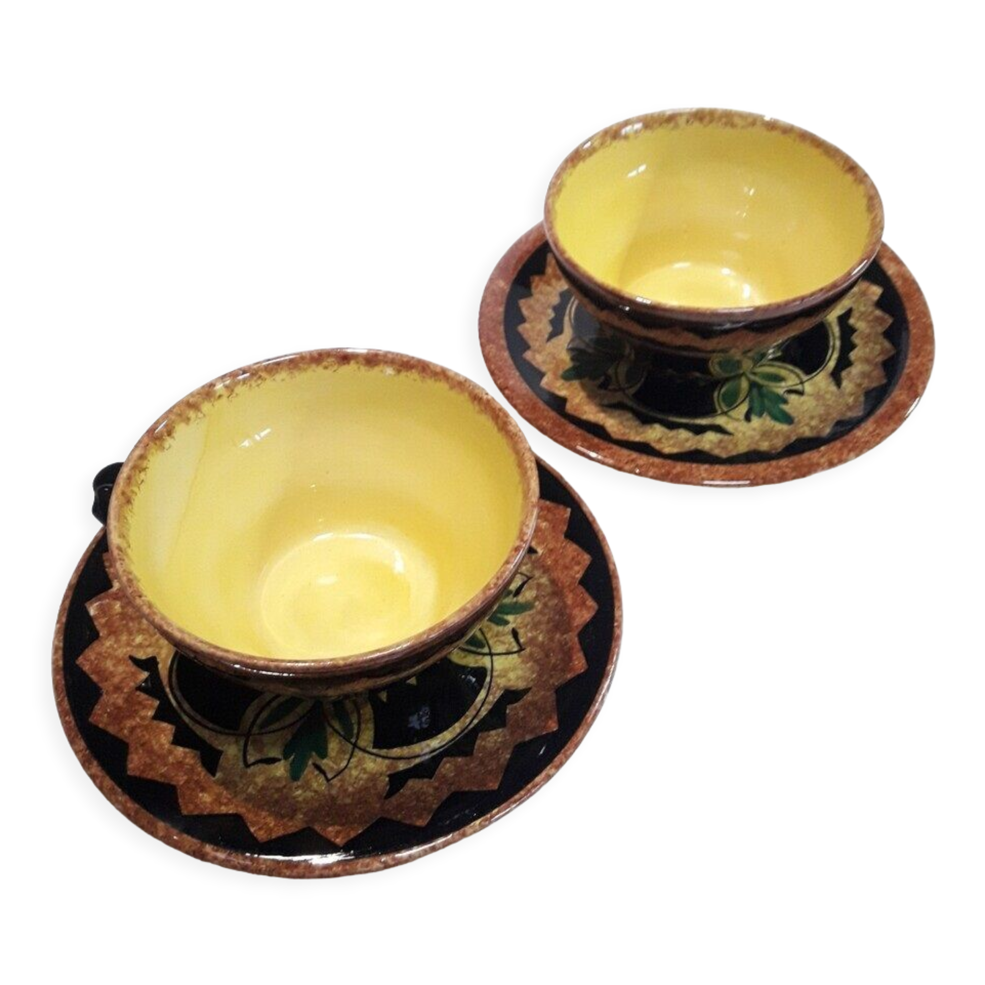 2 grandes tasses et sous tasses petit déjeuner Saint Jean de Bretagne 4001
