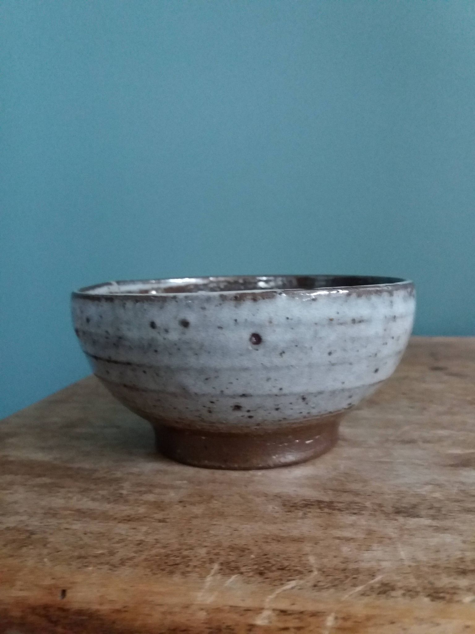 Handmade stoneware bowl and emptying tray